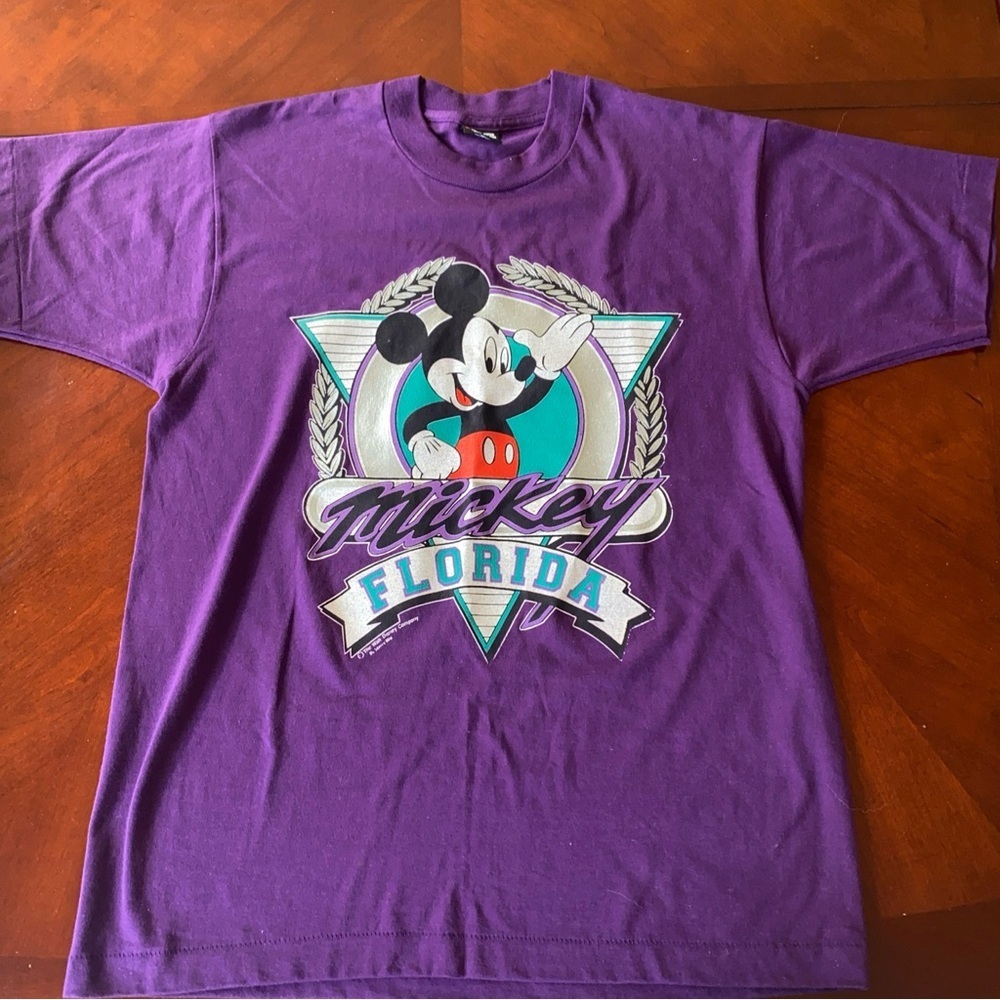 Vintage MICKEY MOUSE FLORIDA T-Shirt Purple L 50/50 Single Stitch USA Grail